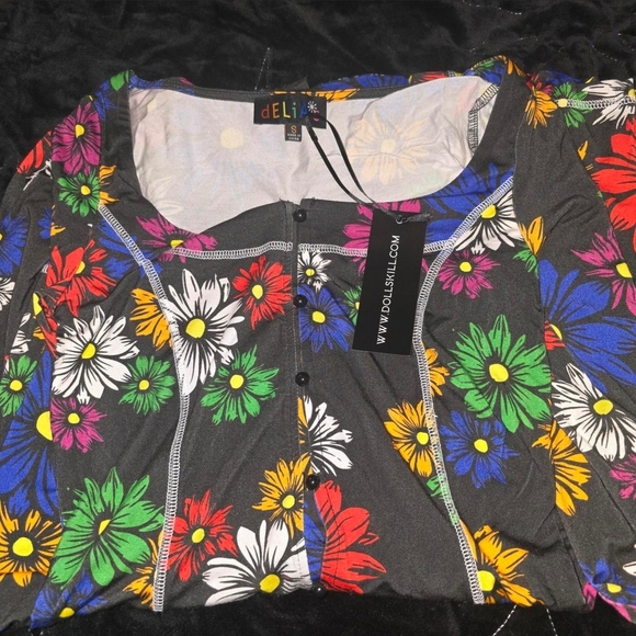 Dolls Kill Vibrant Floral Long Sleeve Dress - Picture 3 of 3